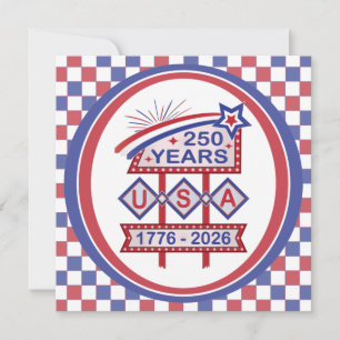 Invitación Letrero de marquesina del 250 aniversario Retro US