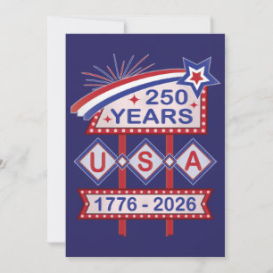 Invitación Letrero de marquesina del 250 aniversario Retro US