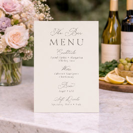 Invitación Letrero de menú de bar de boda minimalista elegant