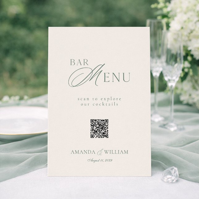 Invitación Letrero de menú de barra de boda con código QR ver (Subido por el creador)