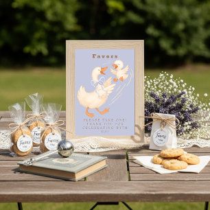 Invitación Letrero de mesa de Favor de Ganso Tonto Azul