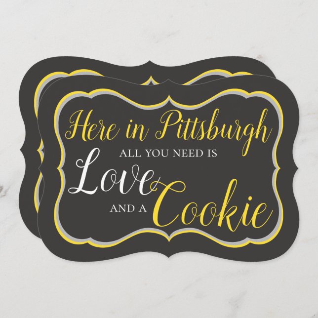 Invitación Letrero de mesa de galletas de Pittsburgh (Anverso / Reverso)