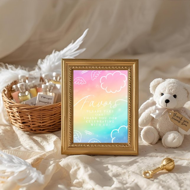 Invitación Letrero de Mesa Favoritos Arcoíris Pequeño Trozo d (
Little Piece of Heaven Rainbow Favors Table Sign)