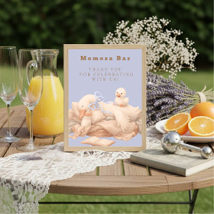 Invitación Letrero de Mesa Mimosa "Momosa" Un Ganso Tonto Azu