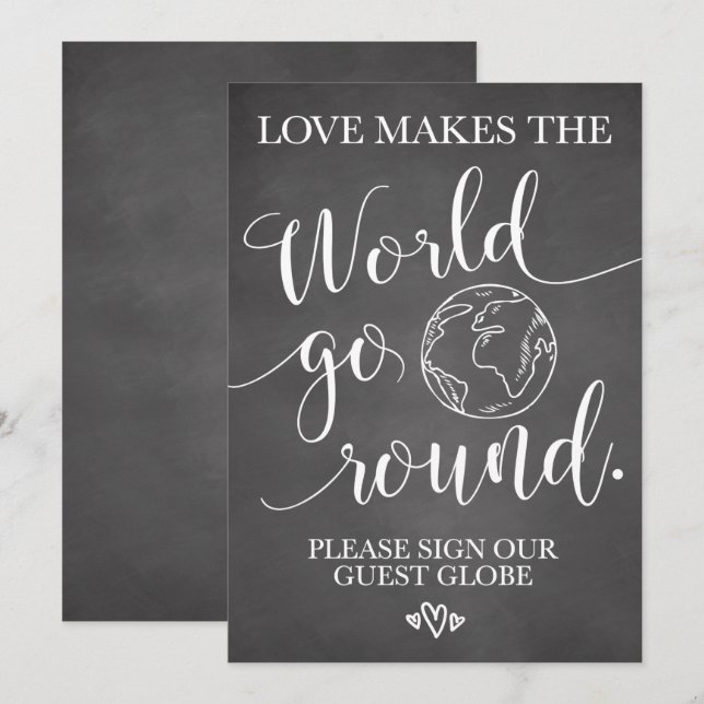 Invitación Letrero de mesa para boda de globo de invitados (Anverso / Reverso)