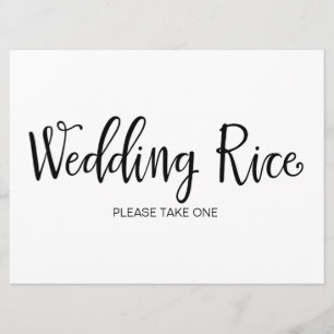 Invitación Letrero de Mesa para Despedida con Arroz de Boda