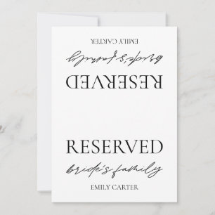 Invitación Letrero de Mesa Reservada para Boda Blanca Moderna