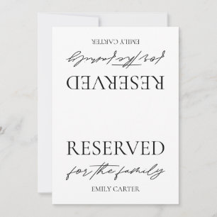 Invitación Letrero de Mesa Reservada para Boda Blanca Moderna