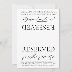 Invitación Letrero de Mesa Reservada para Boda Blanco Moderno
