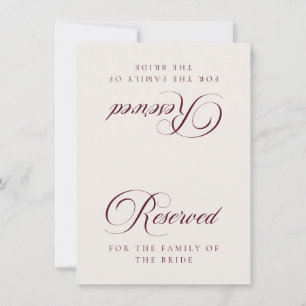 Invitación Letrero de mesa reservada para boda clásico marfil