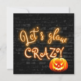 Invitación Letrero de neón de fiesta de Halloween con Jack-o-