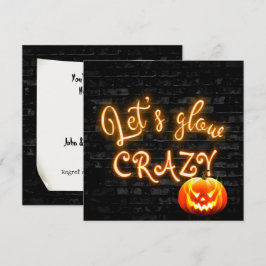 Invitación Letrero de neón de fiesta de Halloween con Jack-o-