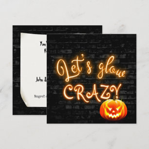 Invitación Letrero de neón de fiesta de Halloween con Jack-o-
