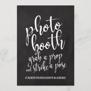 Invitación Letrero de Pizarra de Hashtag de Cabina de Fotos E