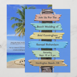 Invitación Letrero de Playa Boho Boda Tropical
