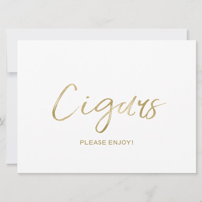 Invitación Letrero de "Puros" de Boda | Dorado con Estilo (Anverso)
