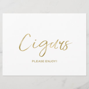 Invitación Letrero de "Puros" de Boda   Dorado con Estilo