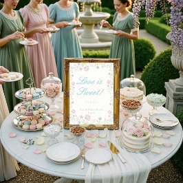 Invitación Letrero de Regency Floral "El amor es dulce"