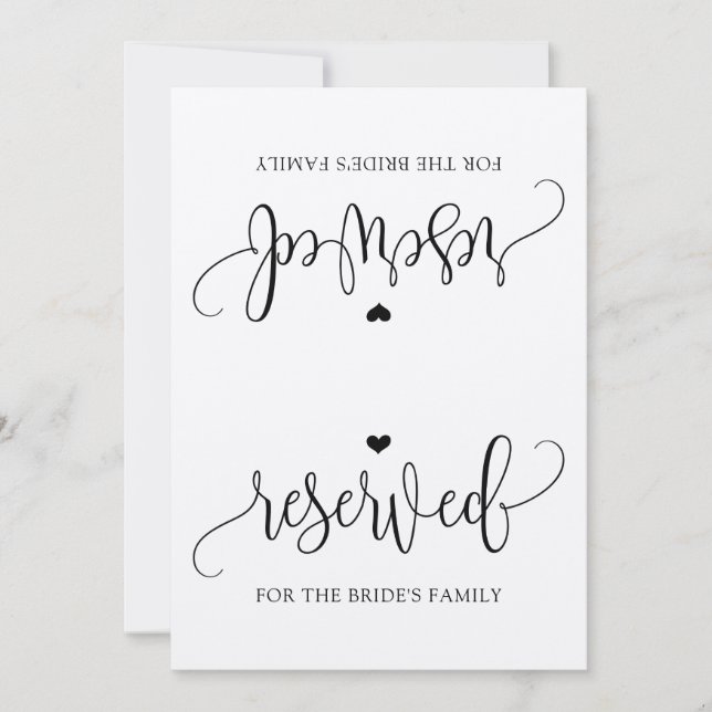 Invitación Letrero de reserva de caligrafía rústica para tien (Anverso)