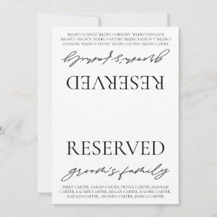 Invitación Letrero de Reserva de Mesa de Boda Blanco Moderno