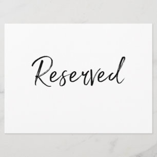 Invitación Letrero de "Reservado"   Estilo de letra a mano co