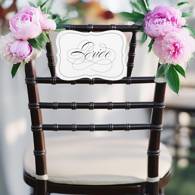 Invitación Letrero elegante de novia para boda con borde negr (Subido por el creador)