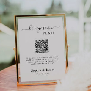 Invitación Letrero Imprimible Código QR Fondo de Luna de Miel