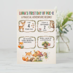Invitación Letrero Imprimible del Primer Día de Escuela Bosqu
