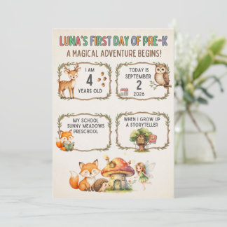 Invitación Letrero Imprimible del Primer Día de Escuela Bosqu