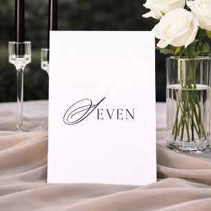 Invitación Letrero Minimalista de Mesa de Boda Número Siete