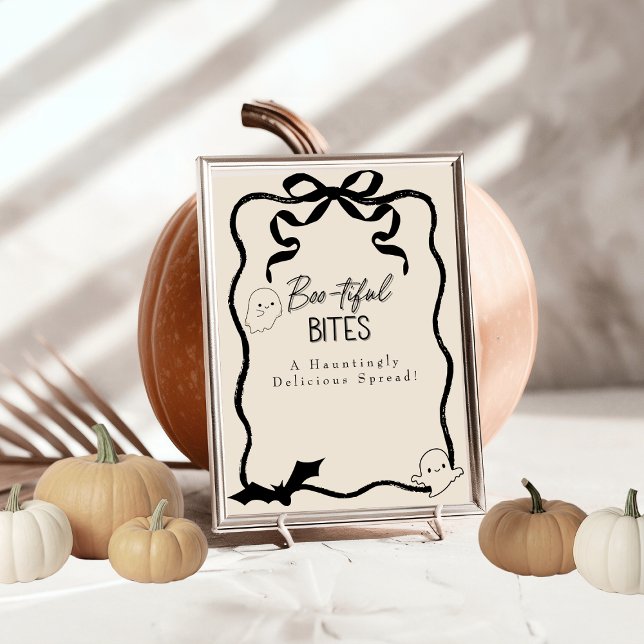 Invitación Letrero para mesa de comida "Bocadillos Boo-tiful" ("Boo-tiful Bites" Food Table Sign)