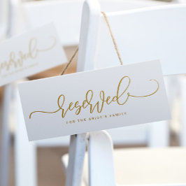 Invitación Letrero Reservado Boda Escritura Saltarina Dorado