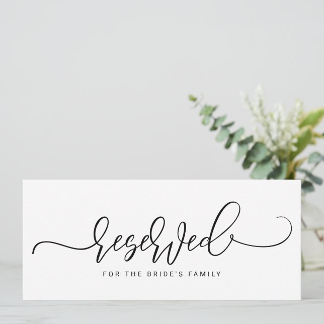Invitación Letrero Reservado Boda Tipografía Saltarina Negro (Anverso de pie)