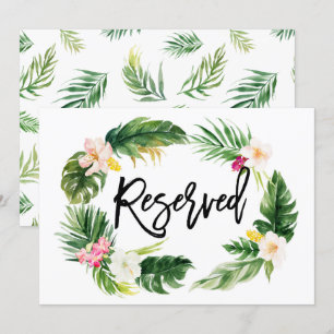 Invitación Letrero Reservado Corona Floral Tropical Acuarela
