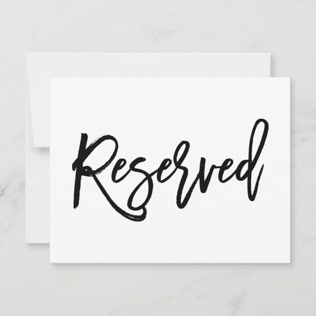 Invitación Letrero Reservado de Boda con Letra a Mano Chic (Anverso)