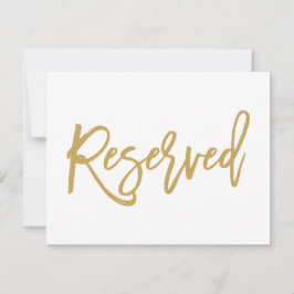 Invitación Letrero Reservado de Boda Dorado con Letra a Mano 