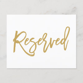 Invitación Letrero Reservado de Boda Dorado con Letra a Mano