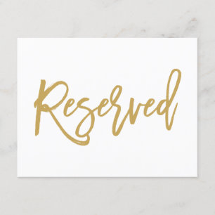 Invitación Letrero Reservado de Boda Dorado con Letra a Mano 