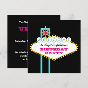 Invitación Letrero Rosa de Fiesta en Las Vegas