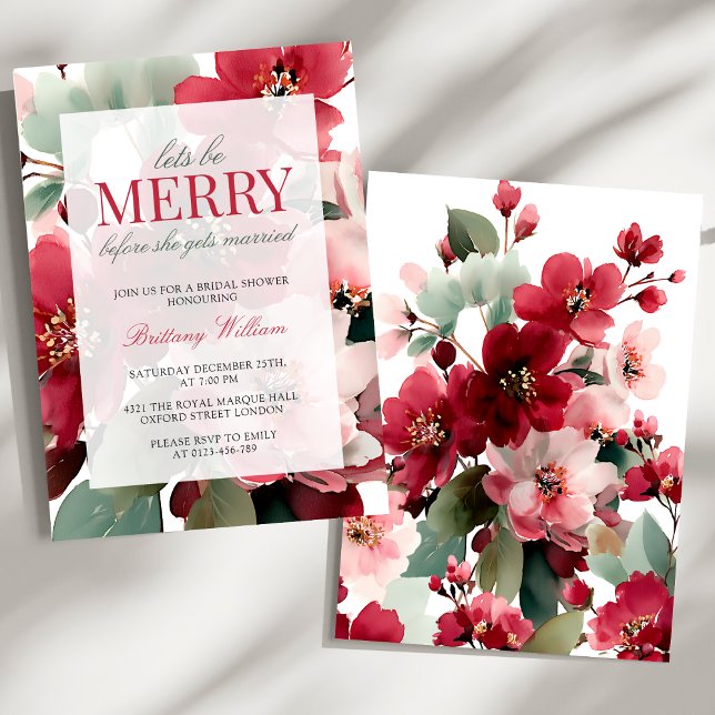 Invitación Let's Be Merry Christmas Bridal Shower (Subido por el creador)
