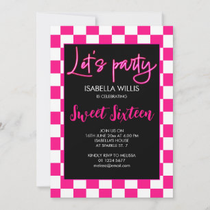Invitación Lets blancos rosados y controlados fiesta Sweet 16