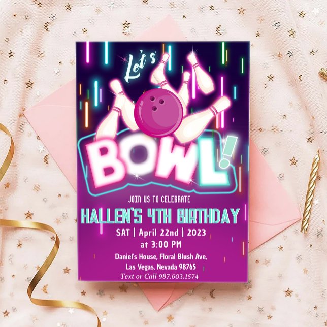 Invitación Let's Bowl Bowling Birthday Party (Subido por el creador)