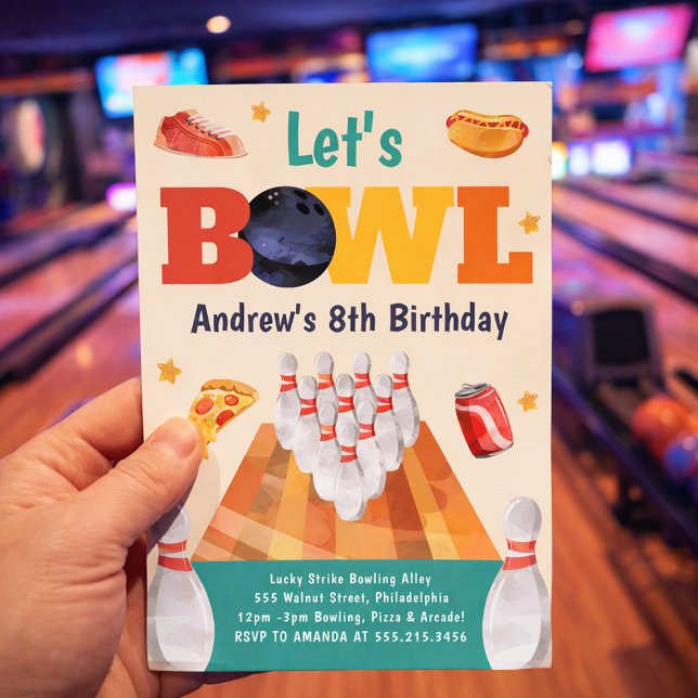 Invitación Let's Bowl Bowling Birthday Party Invitation (Subido por el creador)