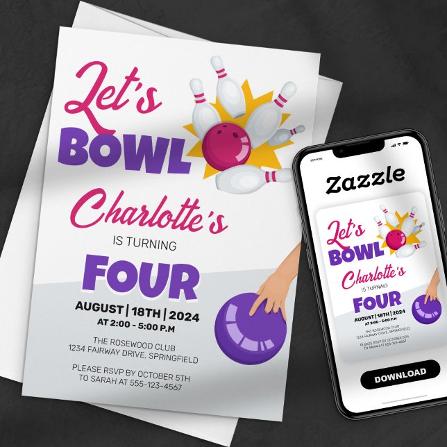 Invitación Let's Bowl Kids Bowling Birthday Party (Subido por el creador)