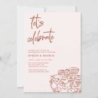 Invitación Let's Celebrate Whimsical Doodle Engagement Party