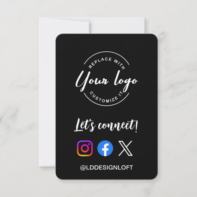Invitación Let's connect! Social Media website logo QR code (Anverso)