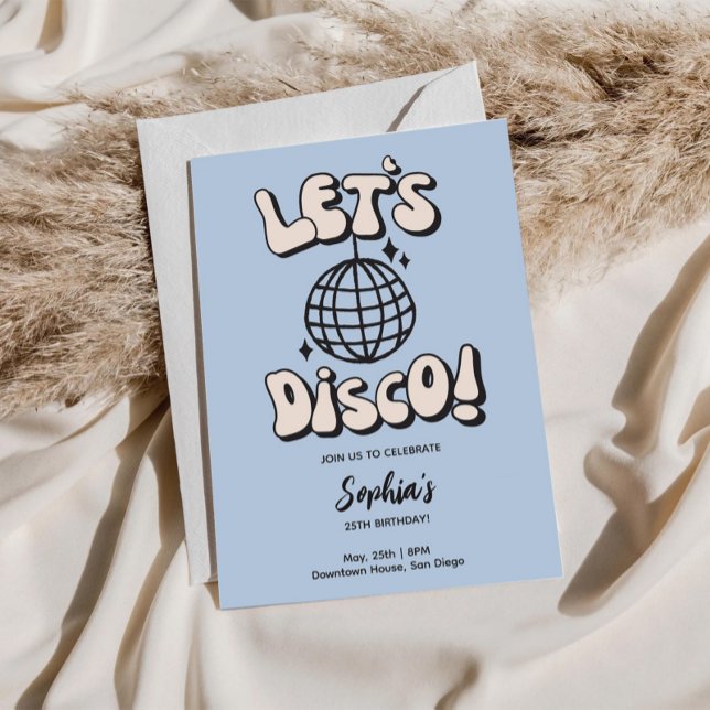 Invitación Let's Disco Birthday Party Blue (Subido por el creador)