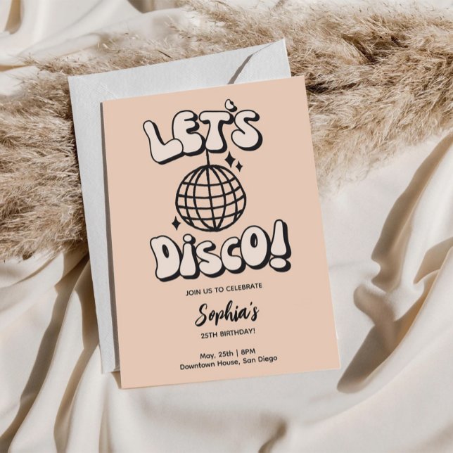Invitación Let's Disco Birthday Party Cream (Subido por el creador)