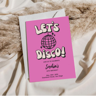 Invitación Let's Disco Birthday Party Magenta
