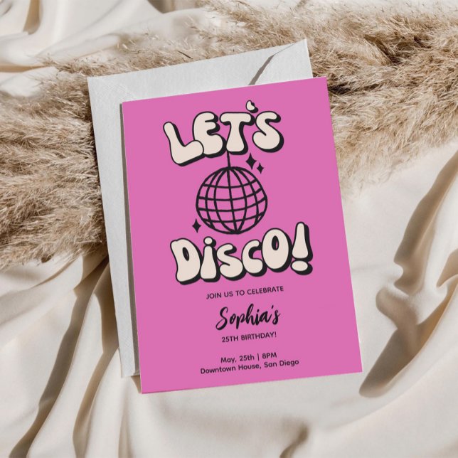 Invitación Let's Disco Birthday Party Magenta (Subido por el creador)